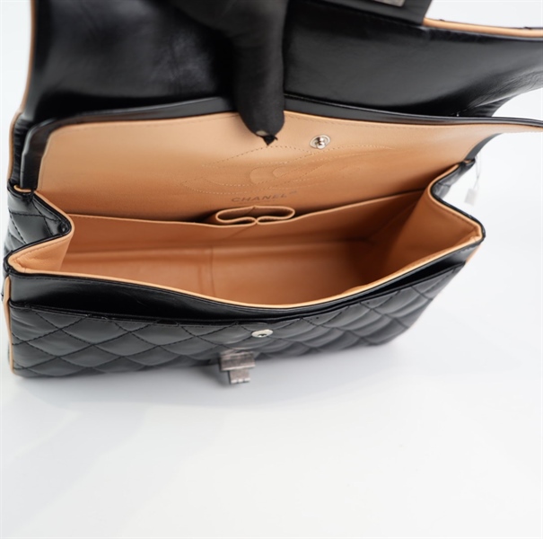 Túi Chanel Classic đen viền vàng 26cm KG+