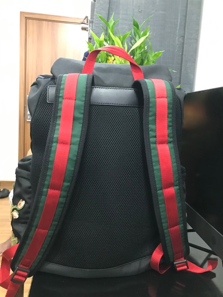 Balo GG Đen Vải Họa Tiết+