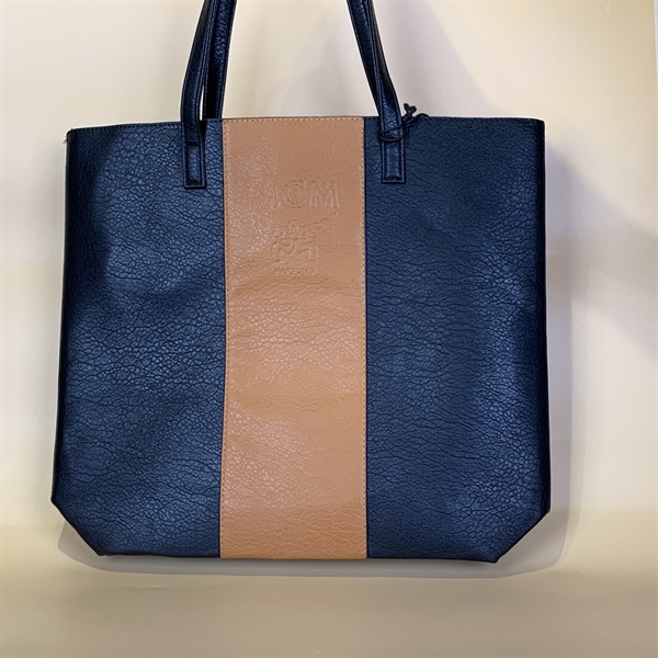 Túi Tote MCM Đen Sọc Vàng Bò KG+