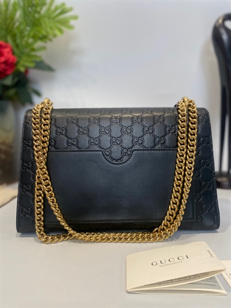 Túi Gucci đen khóa vàng KG+