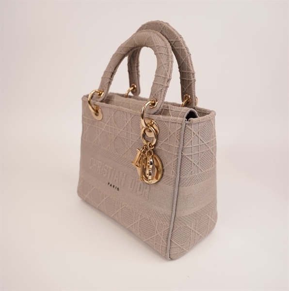 Túi Dior Lady dạ xám (BQ) KG+