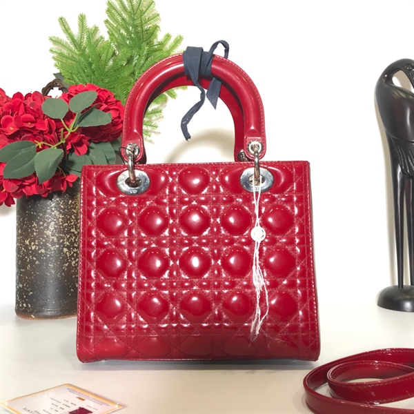 Túi Dior lady đỏ bóng KG+