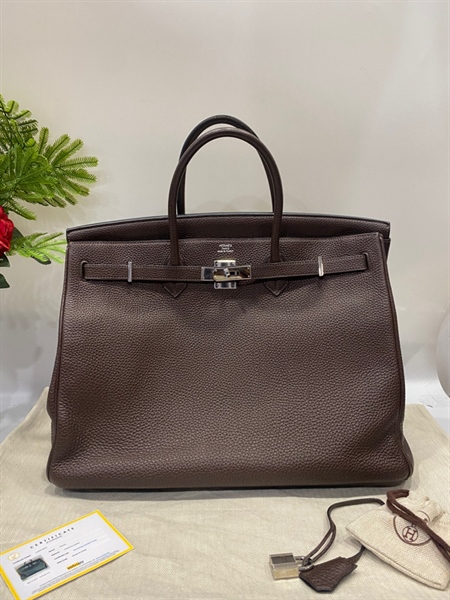 Túi Hermes nâu bò kèm ổ khóa +