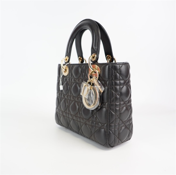 Túi Dior Lady đen khóa vàng sz small KG+