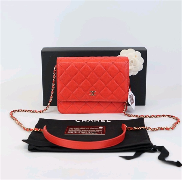 Túi Chanel WOC màu đỏ cam size 16cm KG+