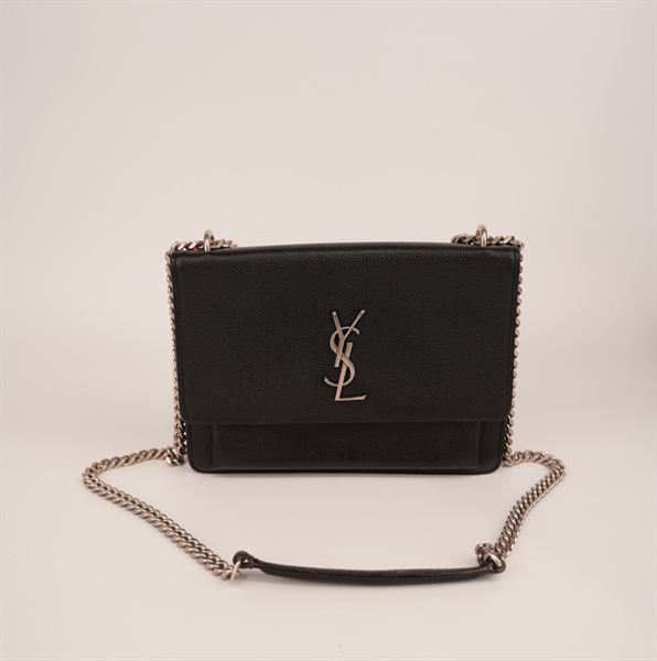 Túi YSL đen dây xích trắng++