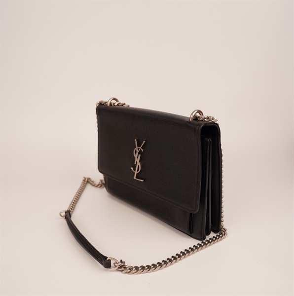 Túi YSL đen dây xích trắng++