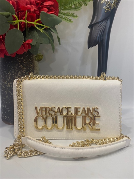 Túi Versace trắng chữ vàng KG+