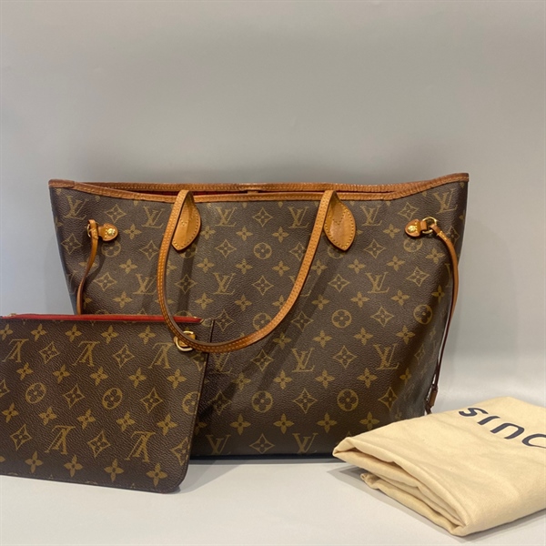 Túi Never LV KG Lòng Đỏ Kèm Poud