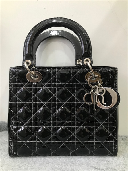 Túi Lady Dior Đen Bóng KG+