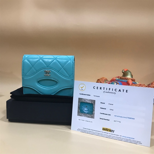 Ví Chanel Card holder Xanh Nhạt+