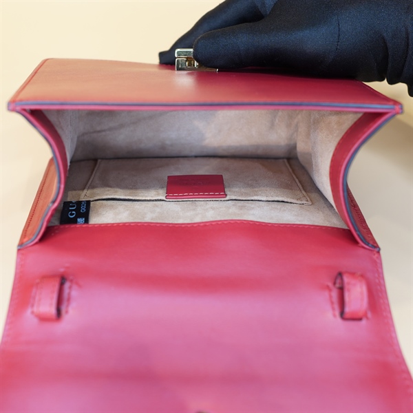 Túi xách GG đỏ phối sọc xanh đen KG+