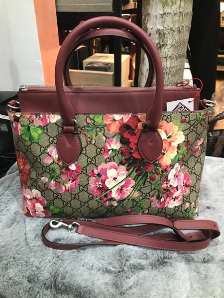 Túi xách GG xám hình hoa đào 32cm+