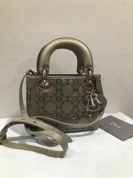 Túi Dior Lady xám size 17cm KG+