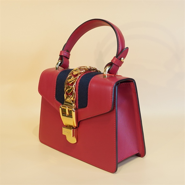 Túi xách GG đỏ phối sọc xanh đen KG+