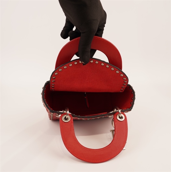 Túi Dior Lady đỏ viền đính đinh++