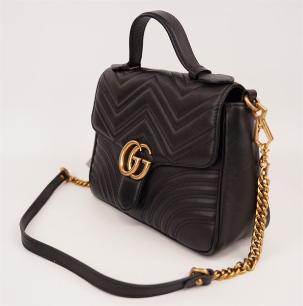 Túi Gucci khóa vàng da sần dây đeo xích da ++