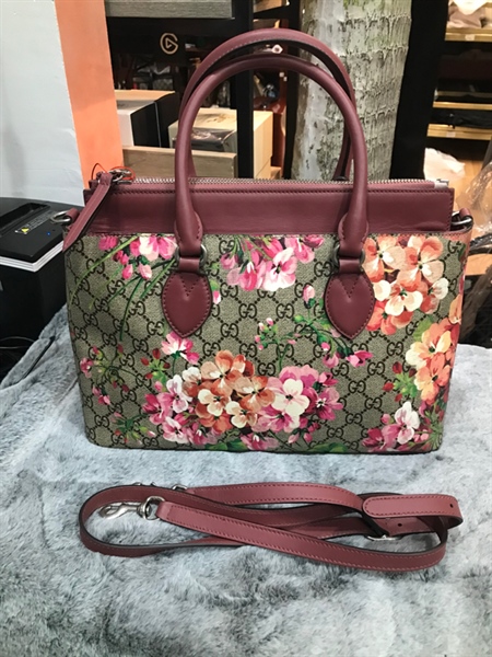 Túi xách GG xám hình hoa đào 32cm+