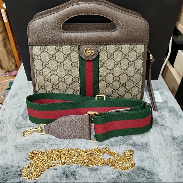 Túi Clutch GG xám phối xanh đỏ ++