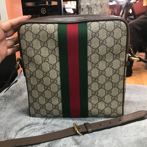 Túi GG đeo chéo phối sọc xanh đỏ 23cm+