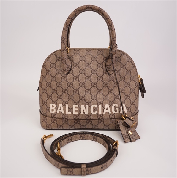 Túi GG & BALEN Alma xám chữ trắng KG+