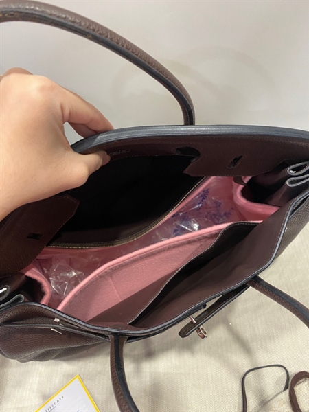 Túi Hermes nâu bò kèm ổ khóa +