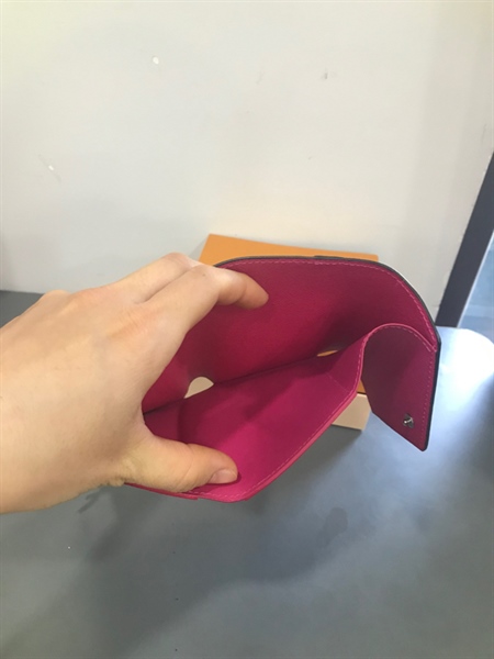 Ví LV Gập 3 Hồng Sen Phối Xanh Than+