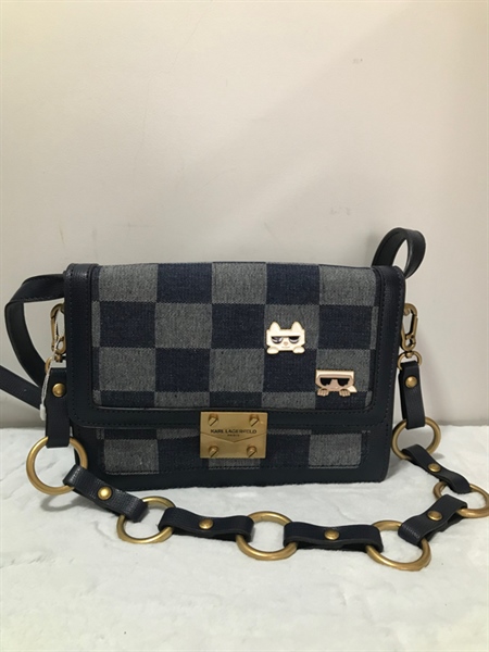 Túi Karl Lagerfeld Xanh Đen Ô Vuông KG+