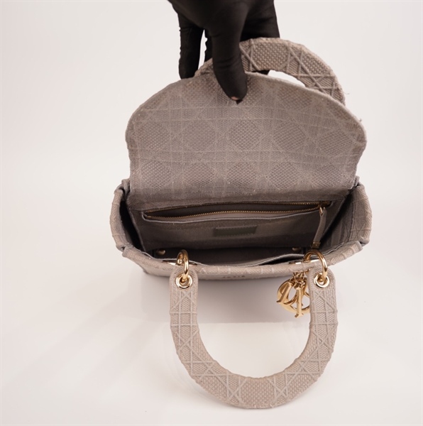 Túi Dior Lady dạ xám (BQ) KG+