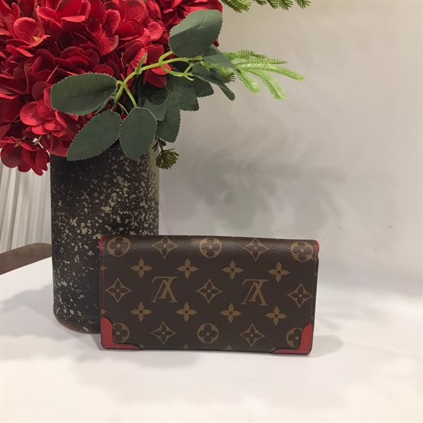 Ví LV nâu góc đỏ KG+