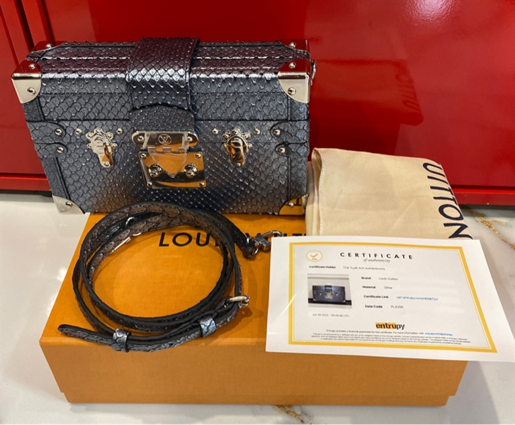 Túi LV Trunk da trăn màu xám +