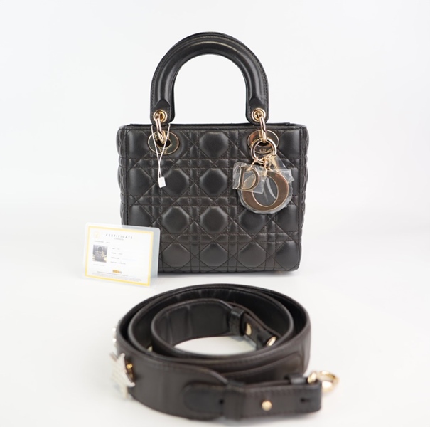 Túi Dior Lady đen khóa vàng sz small KG+