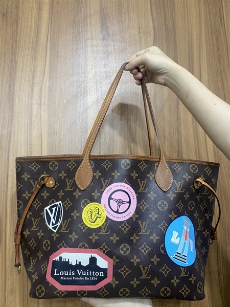 Túi LV neverfull LV nhiều logo lòng đỏ+