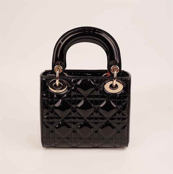 Túi Dior lady size small đen bóng KG+