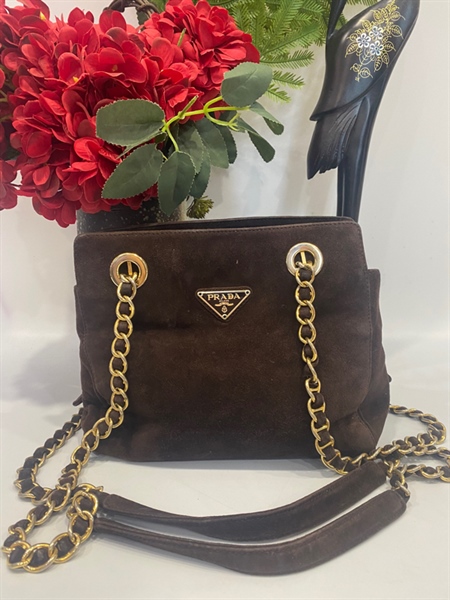 Túi Prada lông nâu KG+