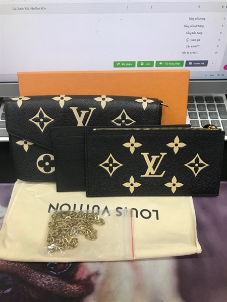 Ví LV Hoa Trắng Đen KG+
