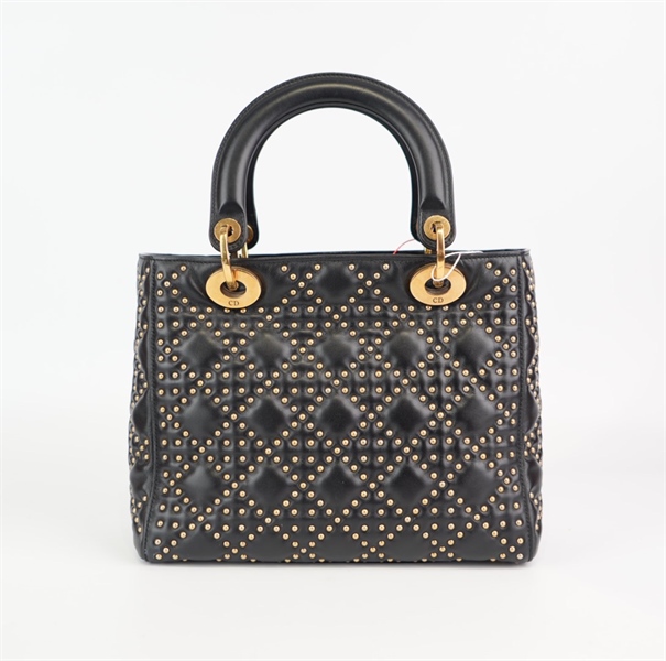 Túi Dior Lady gắn đinh vàng sz 23cm KG+