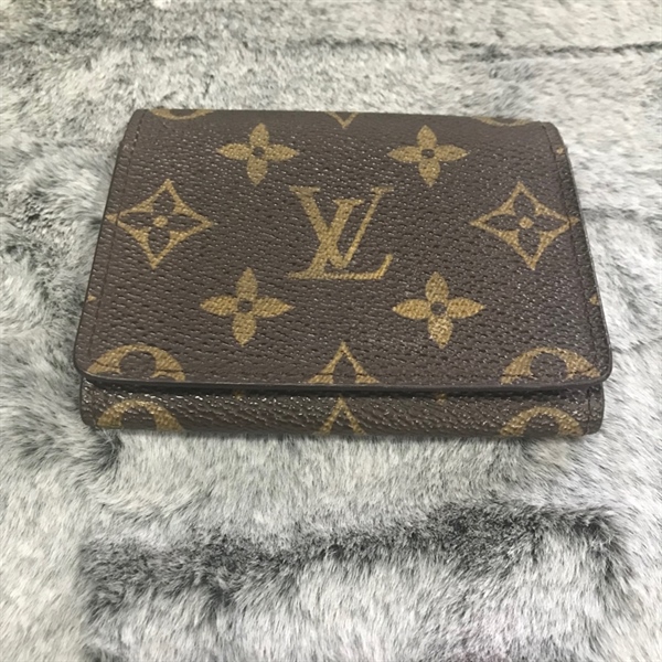 Ví card LV hoa nâu nắp vuông lòng nâu nhạt +