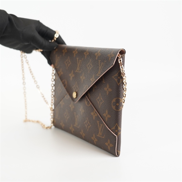 Túi LV hoa nâu dáng bao thư KG+