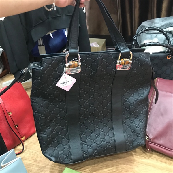 Túi xách GG đen sọc da đen KG+