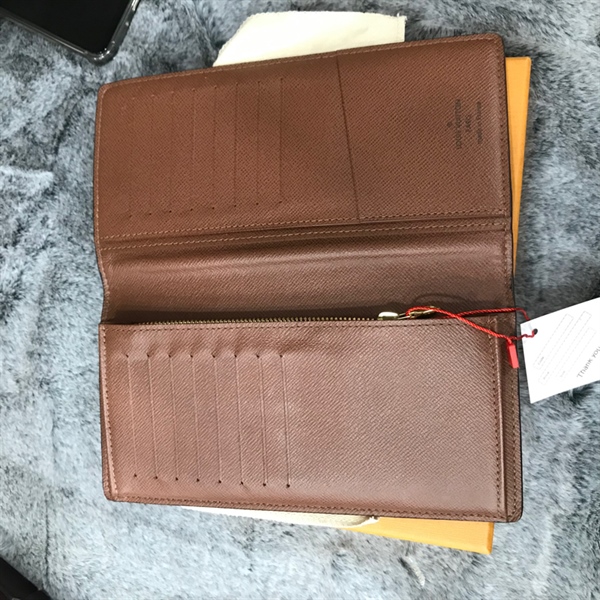 Ví LV Gập 2 Hoa Nâu ZIp Trong+