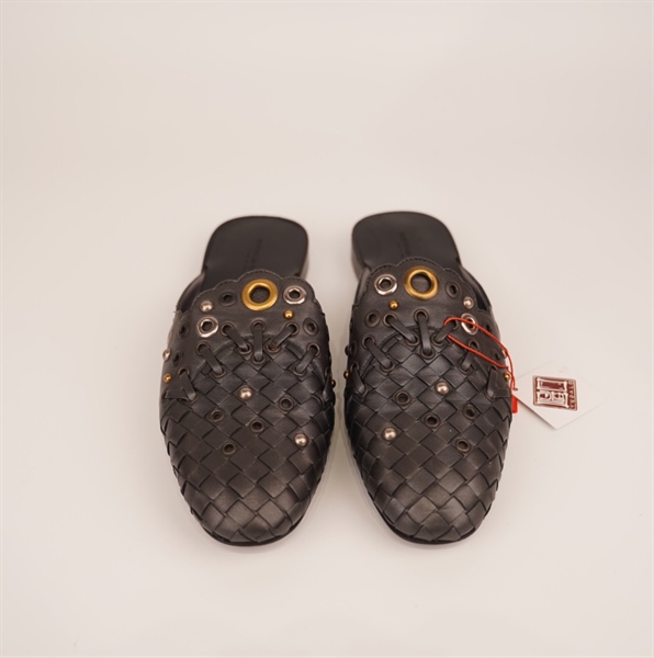 Dép Bottega lưới đan màu đen KG+