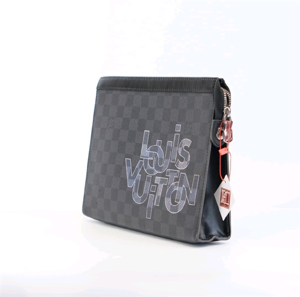 Túi LV in chữ ô vuông đen KG+