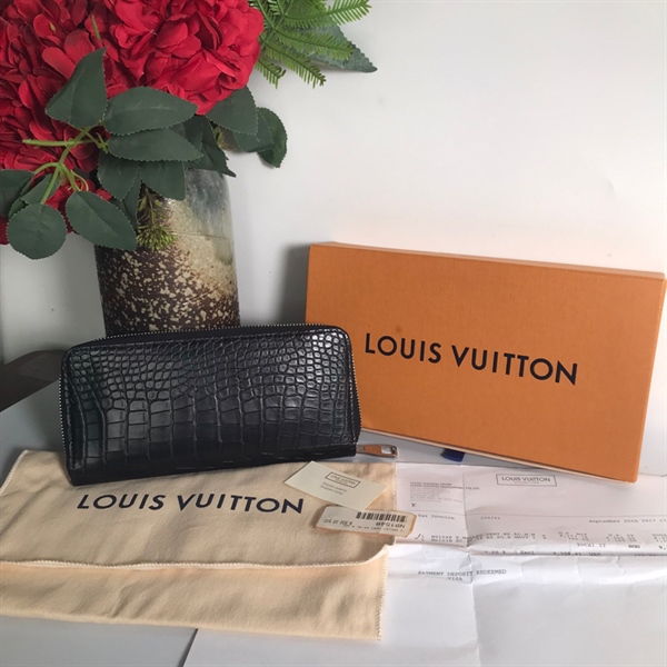 Ví LV da cá sấu đen KG+