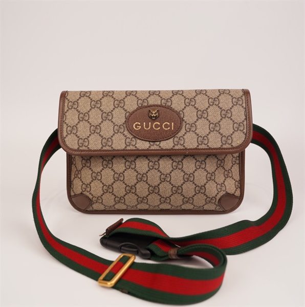 Túi GG đeo chéo màu nâu dây xanh đỏ+
