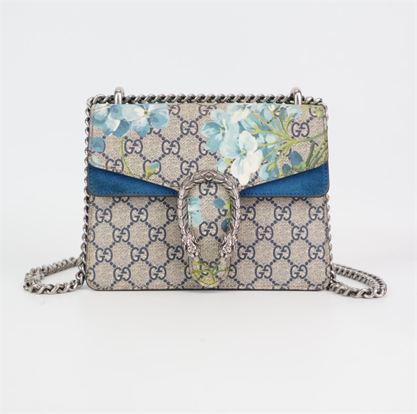 Túi GG đầu rồng nâu lòng xanh 19cm+