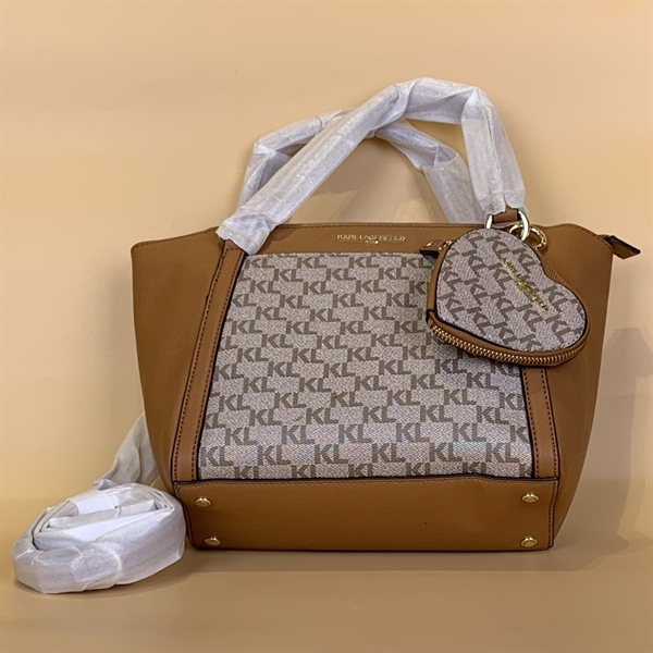 Túi Karl Lagerfeld Vàng Xám Kèm Charm KG+