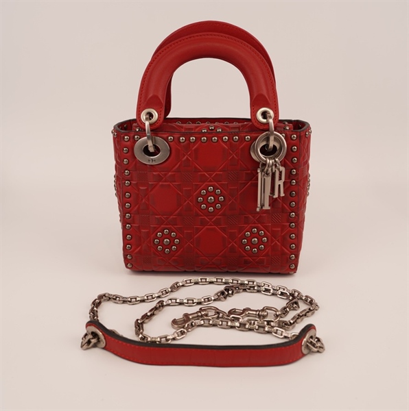 Túi Dior Lady đỏ viền đính đinh++