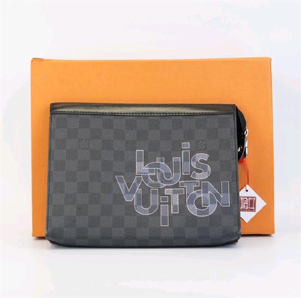 Túi LV in chữ ô vuông đen KG+