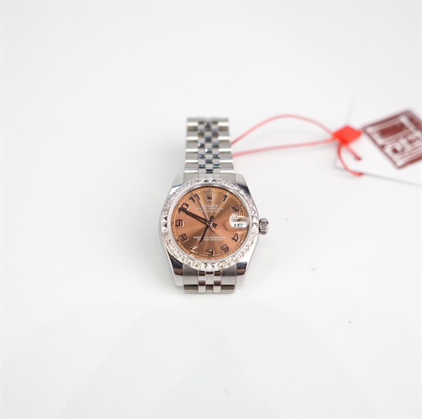 Đồng hồ Rolex bạc mặt tròn màu đồng KG+